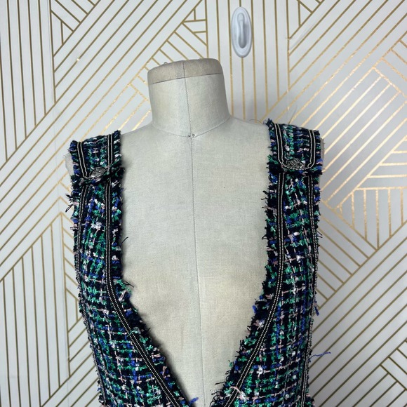 Zara Tweed Plaid Sleeveless Jumper Overall Dress in Green Size US Small - Picture 3 of 11